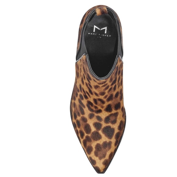 MARC FISHER Mlyardly Leopard Calf Hair Chelsea Leather Pointed Toe Ankle Boots 5 - Picture 5 of 10